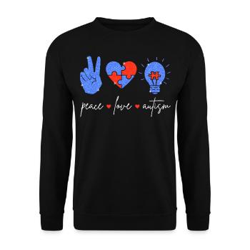 Peace Love Autisme I - Sweat-shirt Unisexe - noir - Devant - Alina (178cm) & Michal (187cm)
