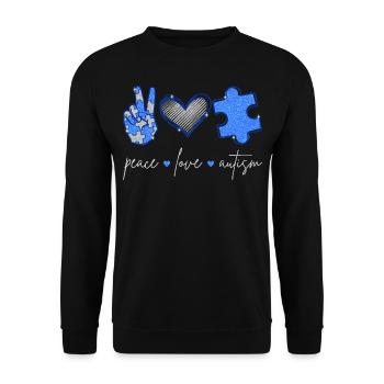 Peace Love Autisme II - Sweat-shirt Unisexe - noir - Devant - Alina (178cm) & Michal (187cm)