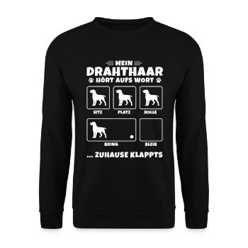 Allemand Poils de fil de chien Poils de fil Dicton - Sweat-shirt Unisexe - noir - Devant - Alina (178cm) & Michal (187cm)