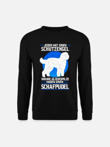 Schafpudel mein Schutzengel Pudel Besitzer Spruch - Unisex Pullover - Schwarz