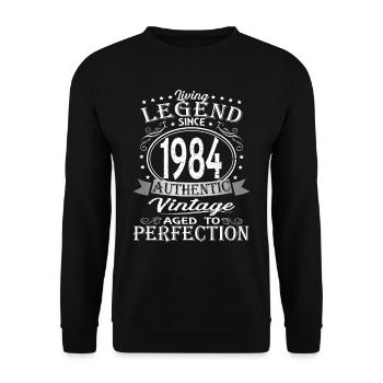 Legenden 1984 geboren - Unisex Pullover - Schwarz - Vorne - Alina (178cm) & Michal (187cm)