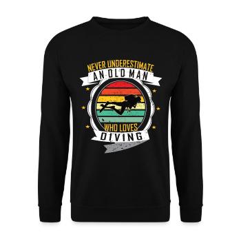 Tauchen alten Mann lustiger Spruch - Unisex Pullover - Schwarz - Vorne - Alina (178cm) & Michal (187cm)