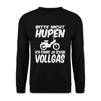 Mopedfahren lustiger Spruch Vatertag - Unisex Pullover - Schwarz - Vorne - Alina (178cm) & Michal (187cm)