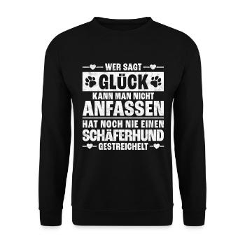 Hollandse Herdershond streicheln Schäferhund - Unisex Pullover - Schwarz - Vorne - Alina (178cm) & Michal (187cm)