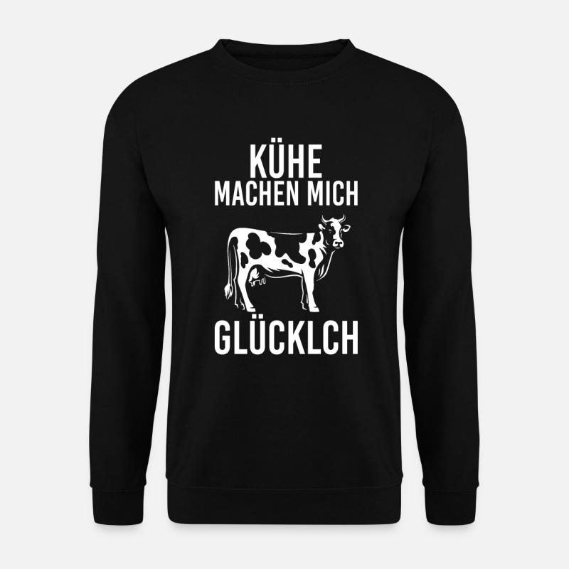 Kühe machen mich Glücklich lustiger Spruch - Unisex Pullover - Schwarz