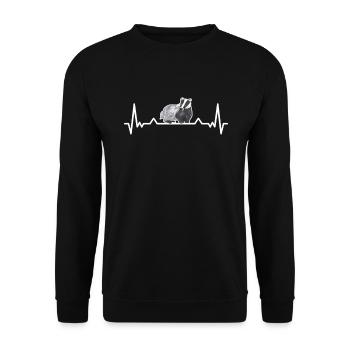 Honigdachs Herzschlag Dachs Geschenk - Unisex Pullover - Schwarz - Vorne - Alina (178cm) & Michal (187cm)