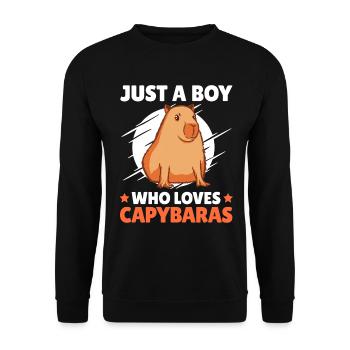 Junge der Capybaras liebt Wasserschwein Spruch - Unisex Pullover - Schwarz - Vorne - Alina (178cm) & Michal (187cm)