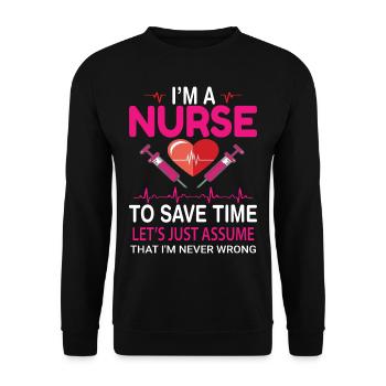 Infirmière - Sweat-shirt Unisexe - noir - Devant - Alina (178cm) & Michal (187cm)