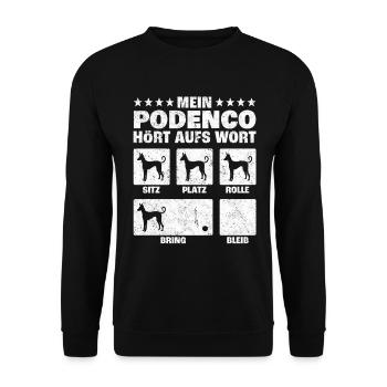 Podenco Hundetricks spanischer Jagdhund Geschenk - Unisex Pullover - Schwarz - Vorne - Alina (178cm) & Michal (187cm)