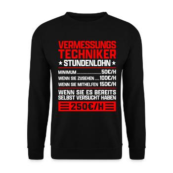 Vermessungstechniker Stundenlohn Vermesser - Unisex Pullover - Schwarz - Vorne - Alina (178cm) & Michal (187cm)