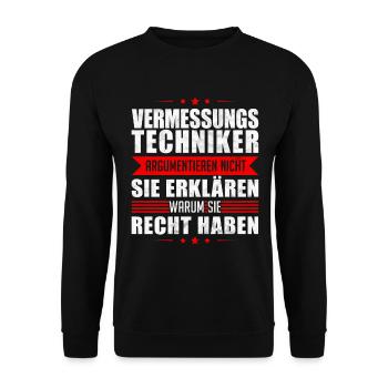 Vermessungstechniker argumentieren Vermesser - Unisex Pullover - Schwarz - Vorne - Alina (178cm) & Michal (187cm)