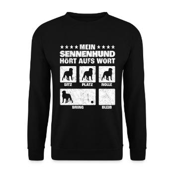 Schweizer Sennenhund Hundetricks Geschenk - Unisex Pullover - Schwarz - Vorne - Alina (178cm) & Michal (187cm)