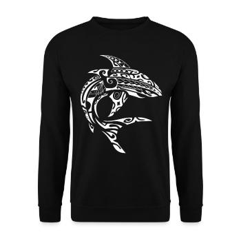 Hai Maori Tribal Tattoo Kunst - Unisex Pullover - Schwarz - Vorne - Alina (178cm) & Michal (187cm)