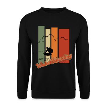 Retro Wakeboarding Lover Wakeboard Gift - Unisex Sweatshirt - black - Front - Alina (178cm) & Michal (187cm)