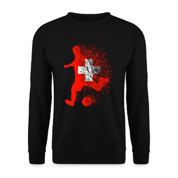 Schweiz Fußballer Fußball Fußballspieler - Unisex Pullover - Schwarz - Vorne - Alina (178cm) & Michal (187cm)