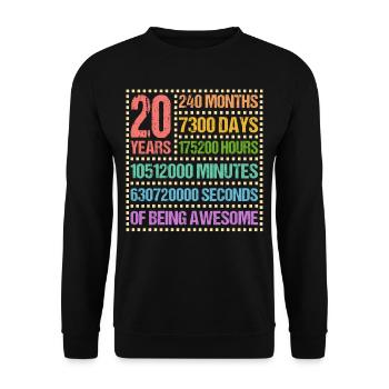 20 years twentieth birthday gift - Unisex Sweatshirt - black - Front - Alina (178cm) & Michal (187cm)