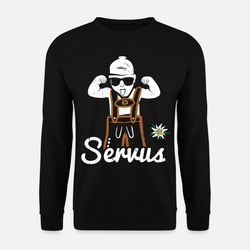 Servus Lederhose Tracht lustig Bayern - Unisex Pullover - Schwarz