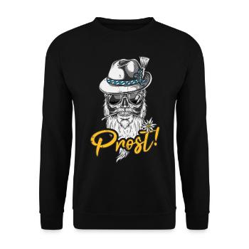 Prost Ersatz Tracht mei Lederhosn Bier - Unisex Pullover - Schwarz - Vorne - Alina (178cm) & Michal (187cm)