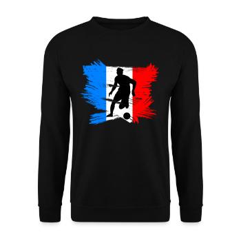 Frankreich Flagge Fußballer Fußball Fußballspieler - Unisex Pullover - Schwarz - Vorne - Alina (178cm) & Michal (187cm)