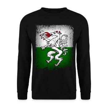 Steiermark Fahne Flagge Steirischer Panther Wappen - Unisex Pullover - Schwarz - Vorne - Alina (178cm) & Michal (187cm)