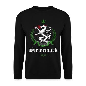 Steiermark Original Wappen Panther Lorbeerkranz - Unisex Pullover - Schwarz - Vorne - Alina (178cm) & Michal (187cm)