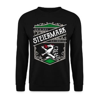 Steiermark Vintage Retro Wappen - Unisex Pullover - Schwarz - Vorne - Alina (178cm) & Michal (187cm)
