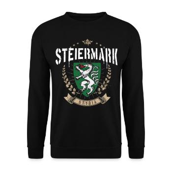 Steiermark Wappen Panther Retro Steirer Bua Madl - Unisex Pullover - Schwarz - Vorne - Alina (178cm) & Michal (187cm)