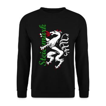 Steiermark Panther Wappen Schriftzug Steirer Bua - Unisex Pullover - Schwarz - Vorne - Alina (178cm) & Michal (187cm)