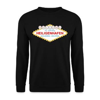 Heiligenhafen Schild Souvenir - Unisex Pullover - Schwarz - Vorne - Alina (178cm) & Michal (187cm)