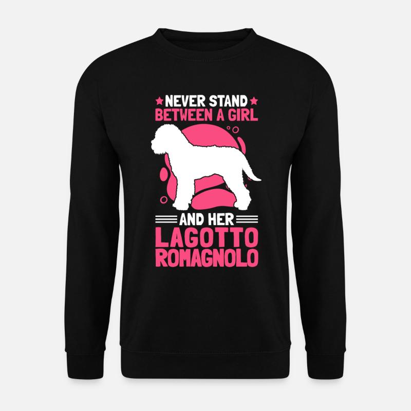 Mädchen mit Lagotto Romagnolo Trüffelhund - Unisex Pullover - Schwarz
