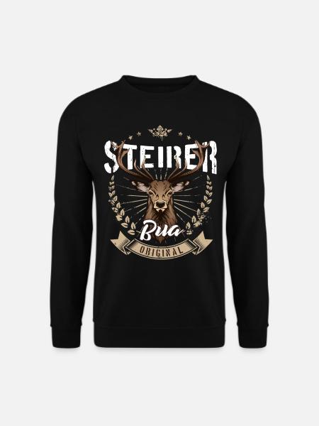 Steirer Bua Steirerbua Steiermark Hirsch Jäger - Unisex Pullover - Schwarz
