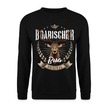 Boarischer Bua Bayern Bayrischer Lausbua Hirsch - Unisex Pullover - Schwarz - Vorne - Alina (178cm) & Michal (187cm)