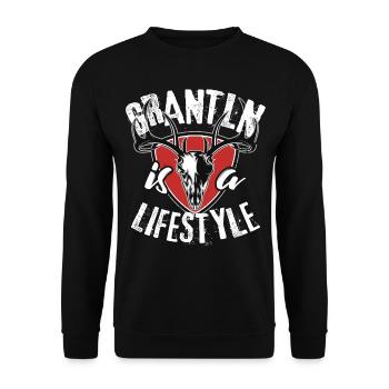 Grantln is a lifestyle Grantler Hirsch Bayern - Unisex Pullover - Schwarz - Vorne - Alina (178cm) & Michal (187cm)