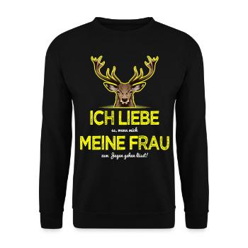 Jäger Sprüche - Unisex Pullover - Schwarz - Vorne - Alina (178cm) & Michal (187cm)