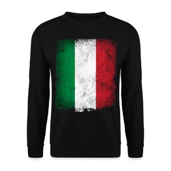 Italien Fahne Flagge Italy Italia Fußball Fan - Unisex Pullover - Schwarz - Vorne - Alina (178cm) & Michal (187cm)