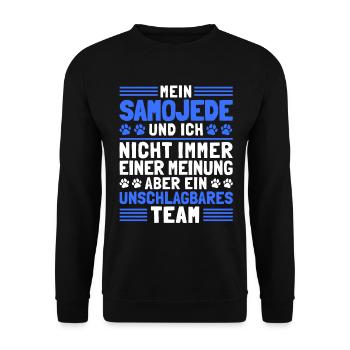 Mein Samojede und Ich Schlittenhund Samojeden - Unisex Pullover - Schwarz - Vorne - Alina (178cm) & Michal (187cm)