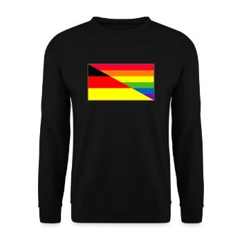 Deutschland Regenbogenflagge Fahne - Unisex Pullover - Schwarz - Vorne - Alina (178cm) & Michal (187cm)