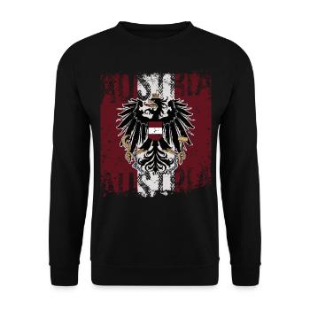 Österreich Fahne Flagge Austria Wappen Adler cool - Unisex Pullover - Schwarz - Vorne - Alina (178cm) & Michal (187cm)