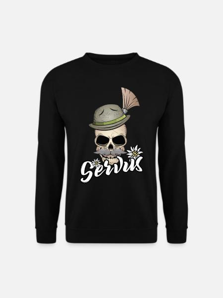 Servus Totenkopf Bayern bayrischer Bua Lausbua - Unisex Pullover - Schwarz