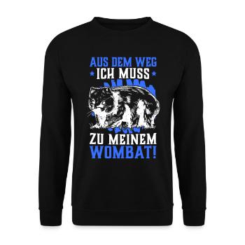 Wombat aus dem Weg lustiger Beuteltier Spruch - Unisex Pullover - Schwarz - Vorne - Alina (178cm) & Michal (187cm)