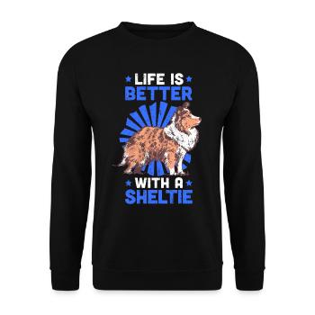 Life is better with Shetland Sheepdog Sheltie - Unisex Sweatshirt - black - Front - Alina (178cm) & Michal (187cm)