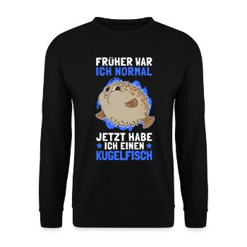 Kugelfisch früher war ich normal Aquarium Fisch - Unisex Pullover - Schwarz - Vorne - Alina (178cm) & Michal (187cm)