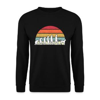 Podenco Evolution chien de chasse lévrier vintage Retro - Sweat-shirt Unisexe - noir - Devant - Alina (178cm) & Michal (187cm)