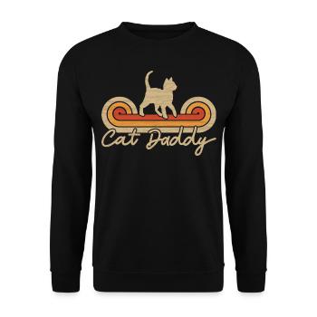 Cat Daddy Chats Papa - chat de style vintage - Sweat-shirt Unisexe - noir - Devant - Alina (178cm) & Michal (187cm)