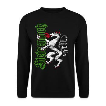 Steiermark T-Shirt Retro Panther Wappen - Unisex Pullover - Schwarz - Vorne - Alina (178cm) & Michal (187cm)