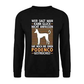 Podenco streicheln Jagdhund Windhund Geschenk - Unisex Pullover - Schwarz - Vorne - Alina (178cm) & Michal (187cm)