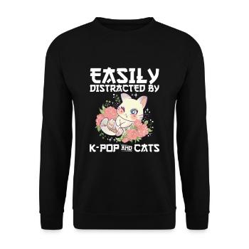 K-Pop Katzen Sprüche | Koreanischer Pop Geschenke - Unisex Pullover - Schwarz - Vorne - Alina (178cm) & Michal (187cm)