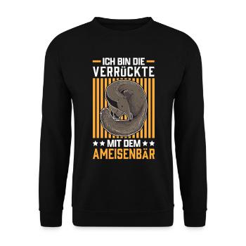 Ameisenbär die Verrückte Ameisenfresser Bär - Unisex Pullover - Schwarz - Vorne - Alina (178cm) & Michal (187cm)
