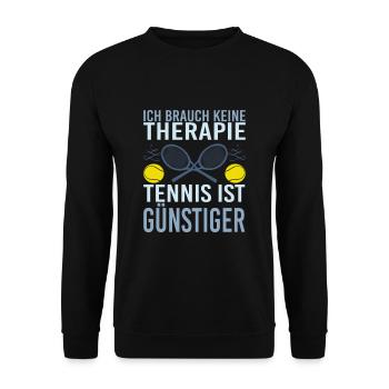 Tennisspiel keine Therapie Tennisspieler Geschenk - Unisex Pullover - Schwarz - Vorne - Alina (178cm) & Michal (187cm)