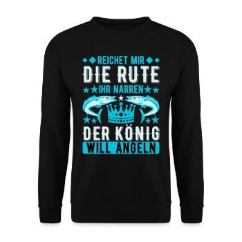 Reichet mir die Rute ihr Narren Angeln - Unisex Pullover - Schwarz - Vorne - Alina (178cm) & Michal (187cm)